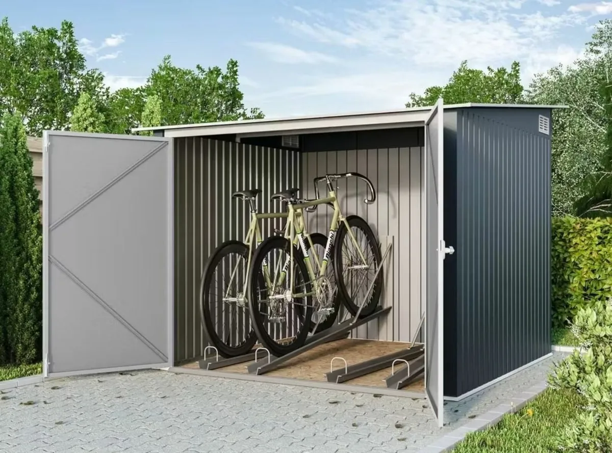 6x6 Steel Grey Bicycle Stores with Ramps. - Image 2