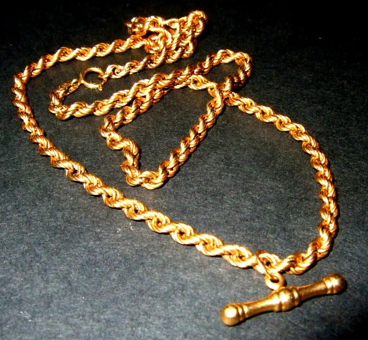 Vintage 9ct Rope Chain & Albert Bar. - Image 4