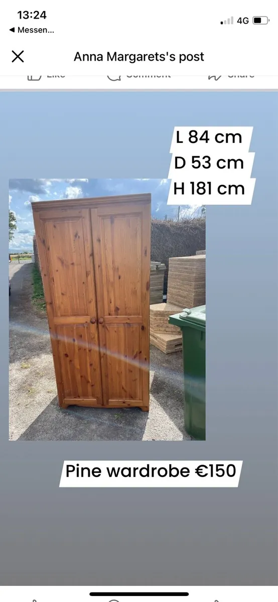 Solid pine wardrobe - Image 1