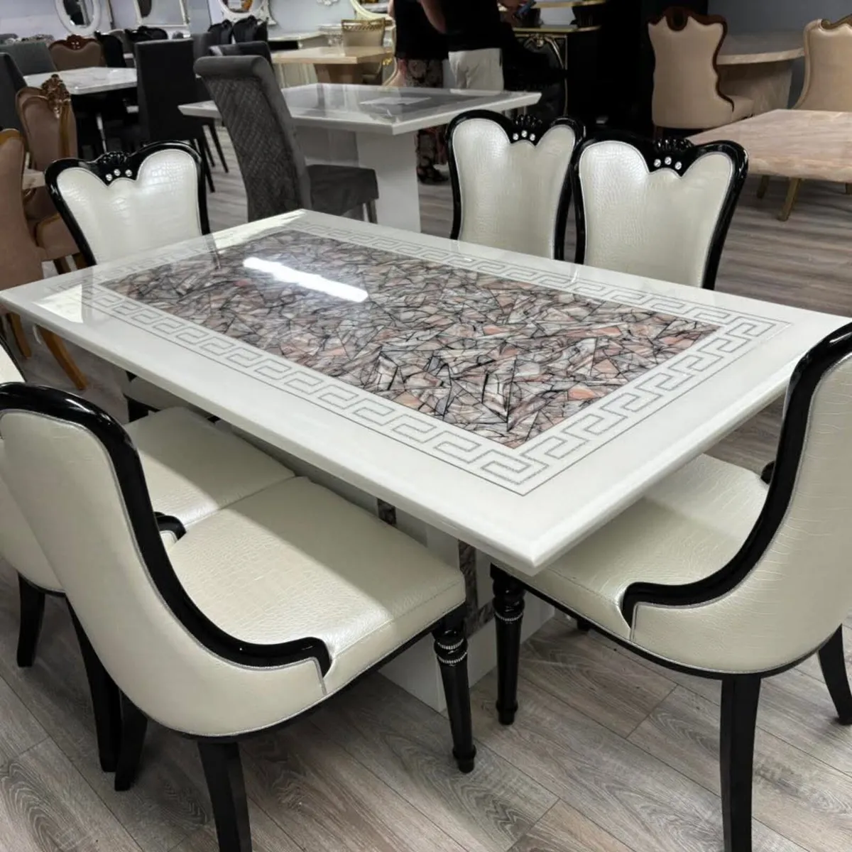 1.6m Kitchen Dining Table With 6 Chairs - Image 4
