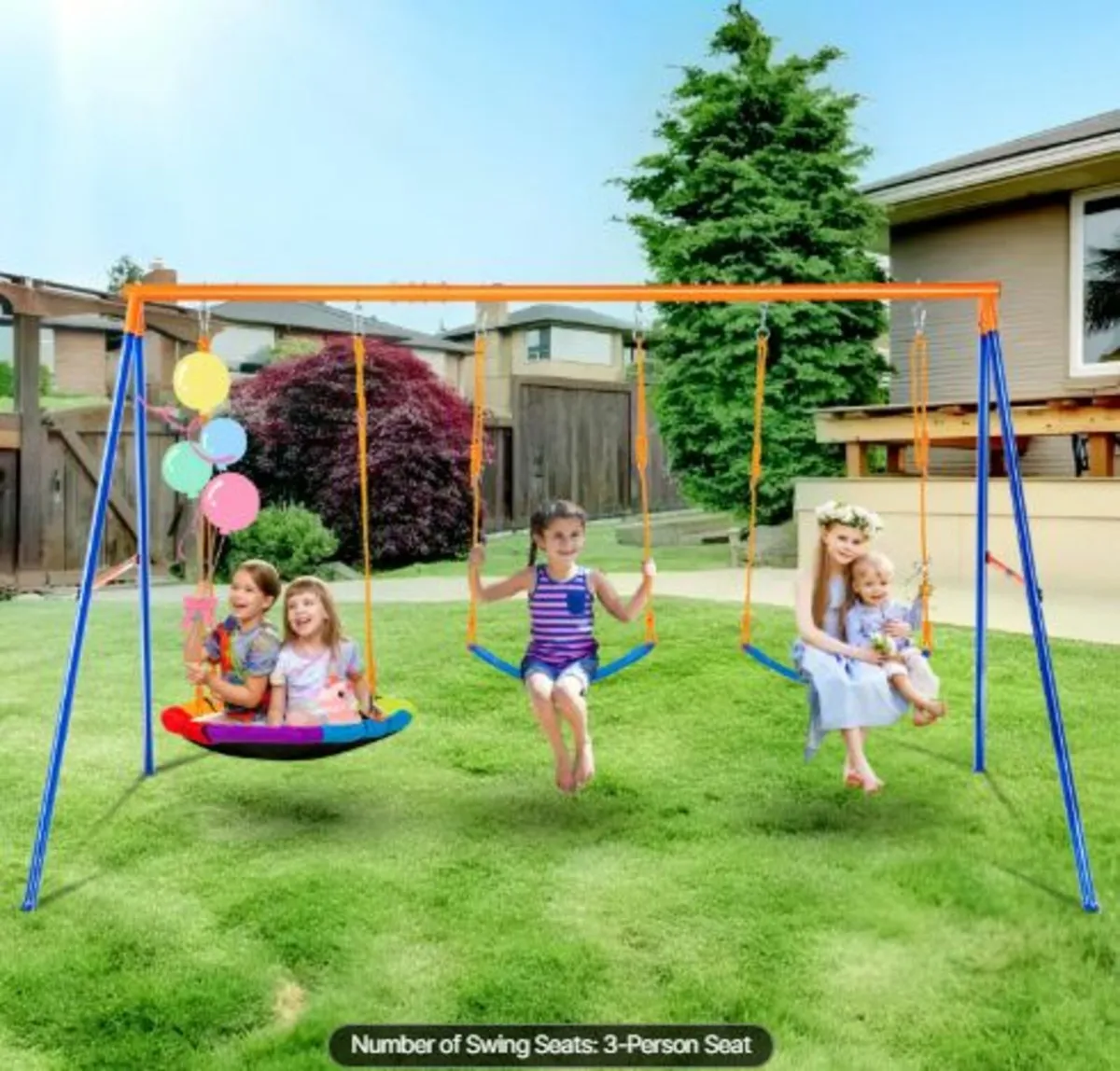 Swing Sets for Backyard,600lbs Load Capacity Swing - Image 1