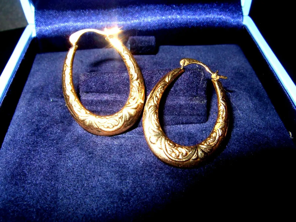 Vintage 9ct Gold Creole Earrings - Image 2