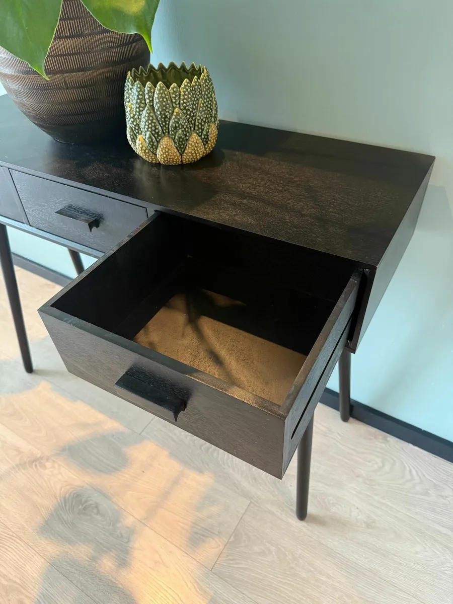 Side table, Black, Three Drawers - Image 2