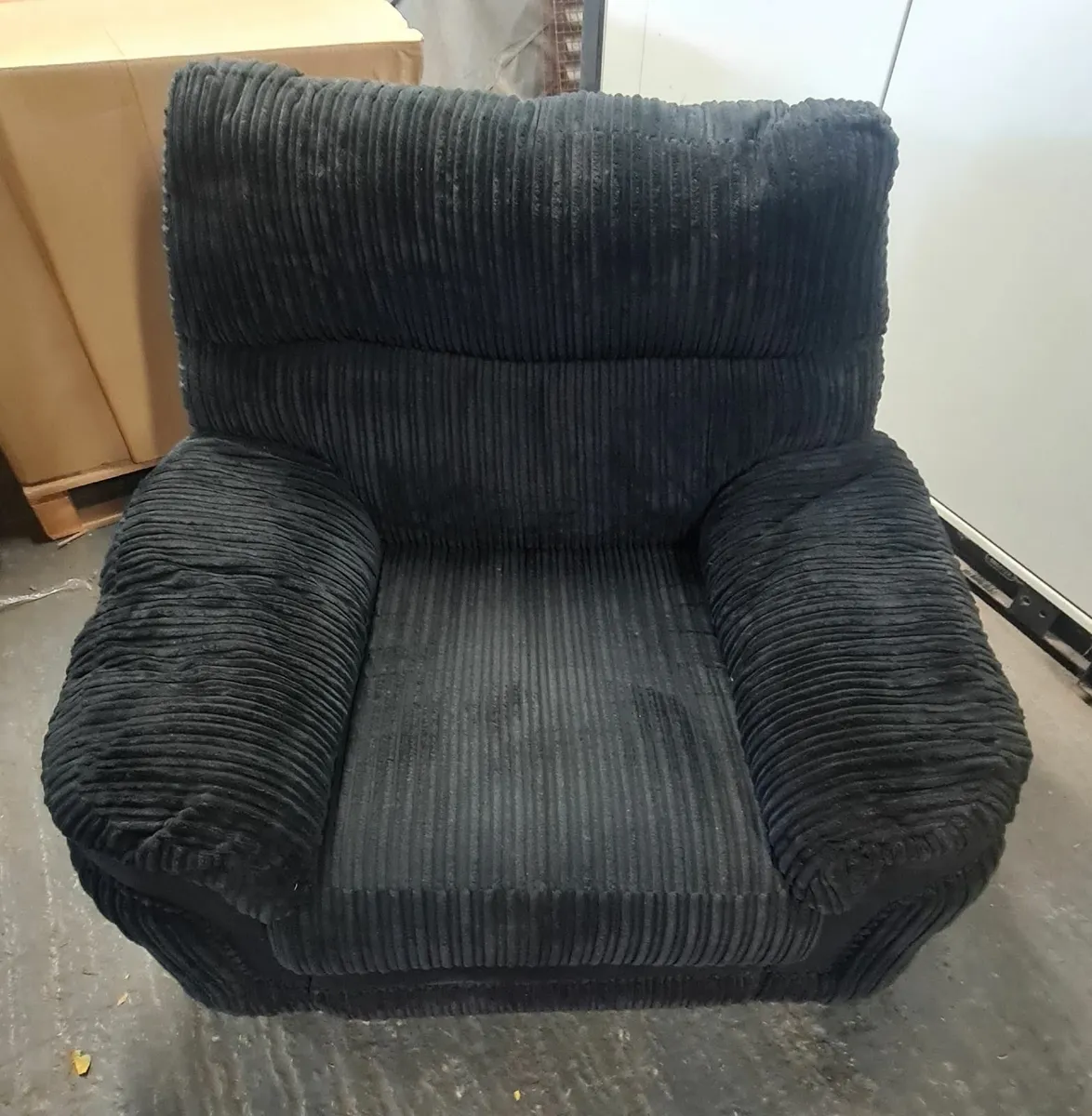 Black Corduroy Fabric Armchair  Heavy & Comfortabl - Image 1
