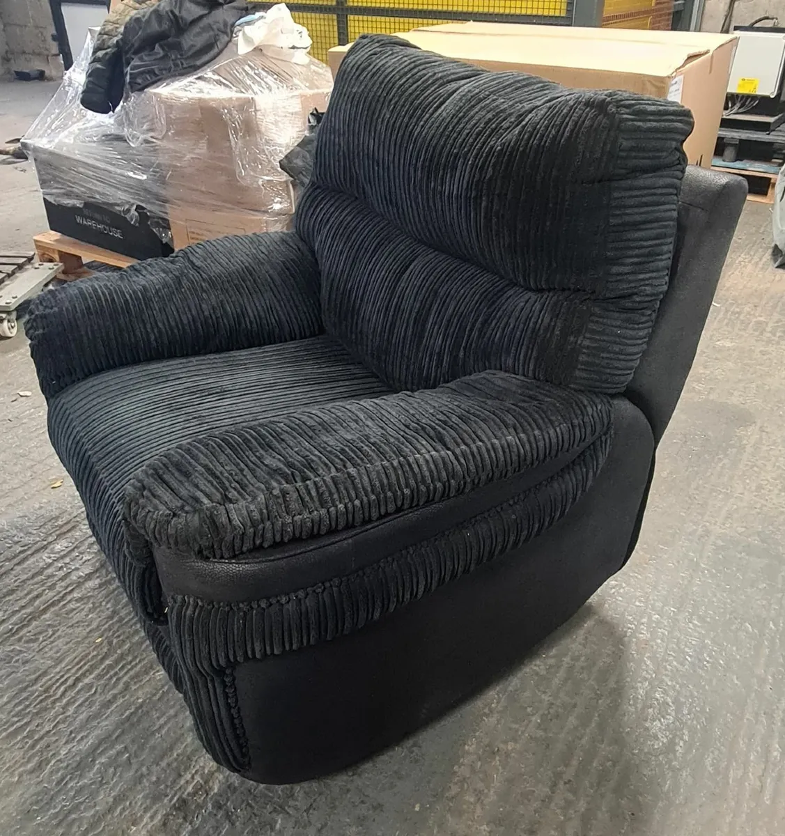Black Corduroy Fabric Armchair  Heavy & Comfortabl - Image 2