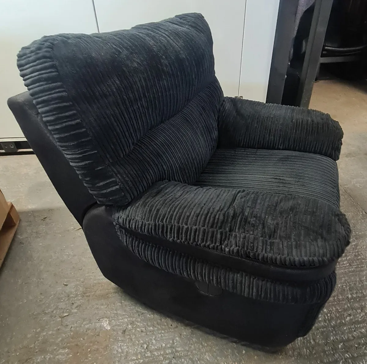 Black Corduroy Fabric Armchair  Heavy & Comfortabl - Image 3
