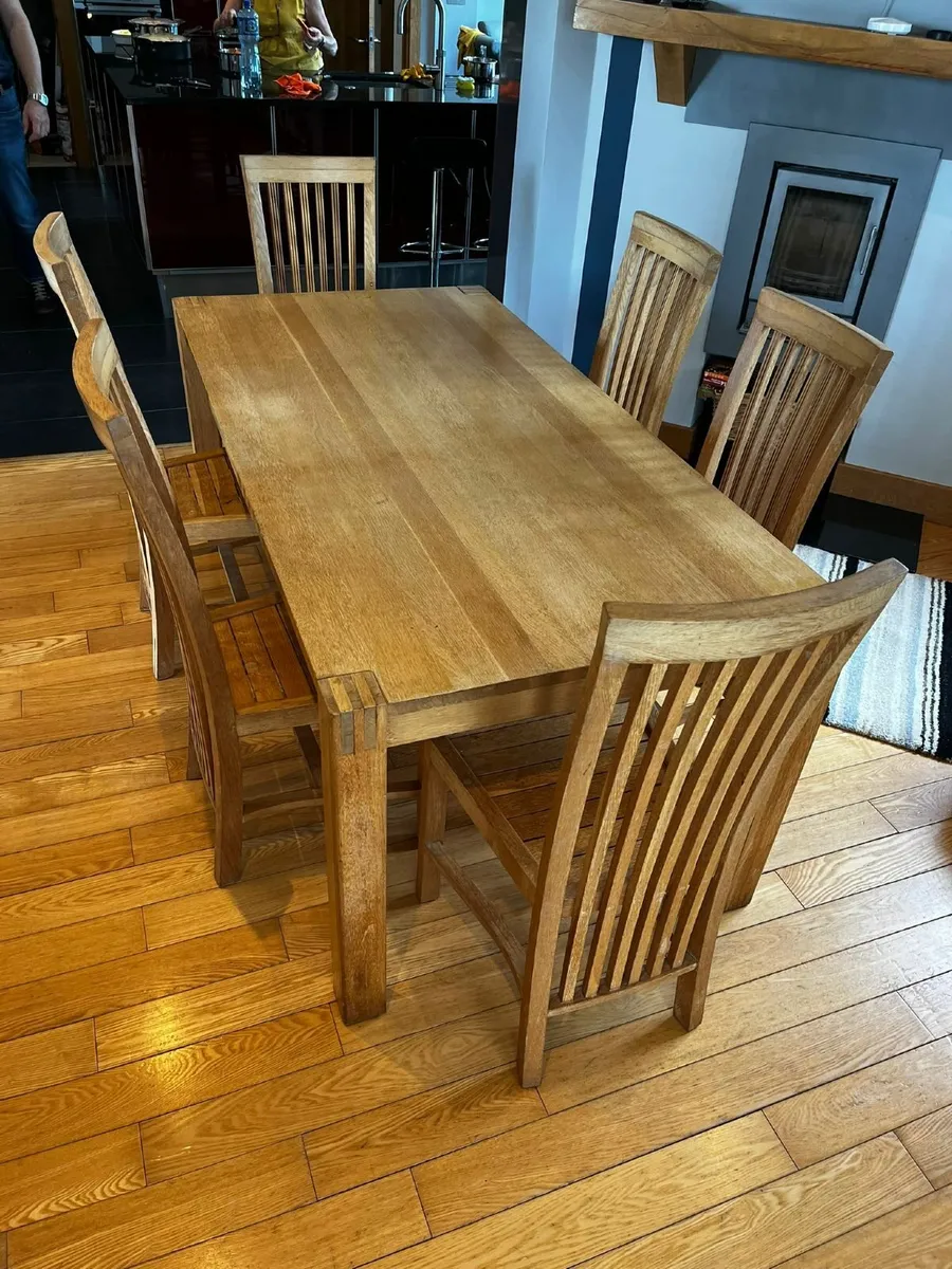 Solid Oak Dining Table and Chairs - Image 1