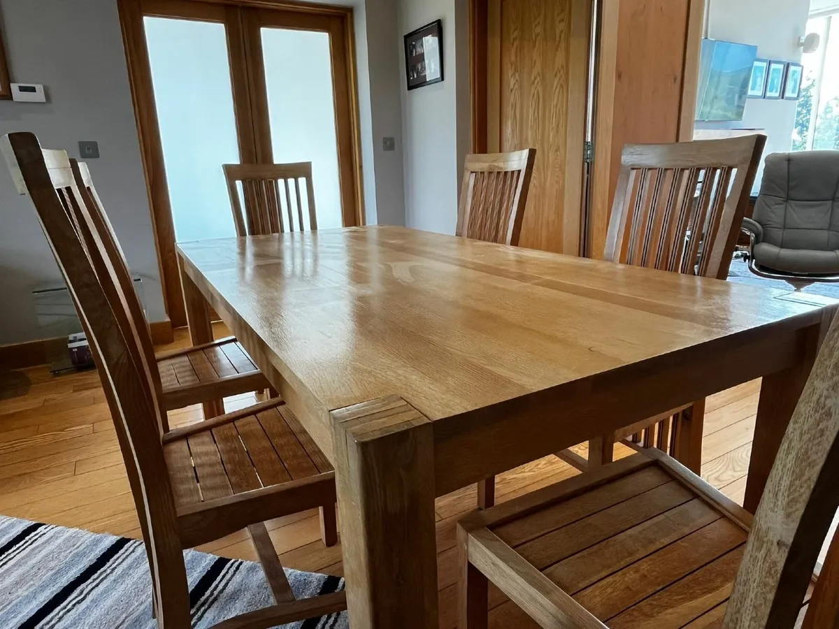 Solid Oak Dining Table and Chairs - Image 2