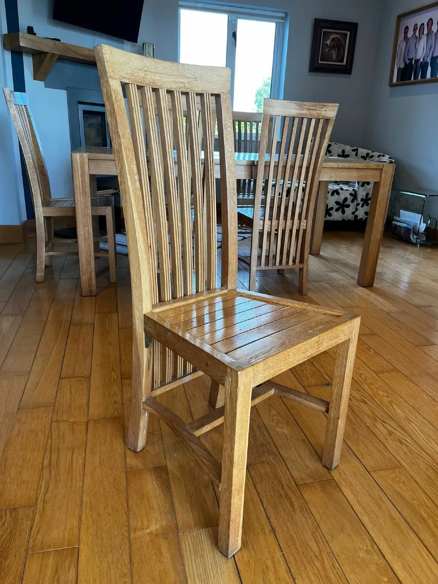 Solid Oak Dining Table and Chairs - Image 3