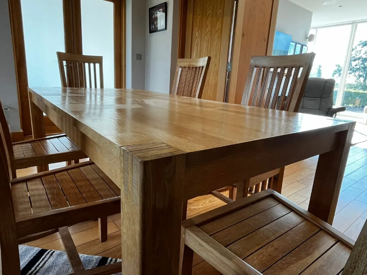 Solid Oak Dining Table and Chairs - Image 4