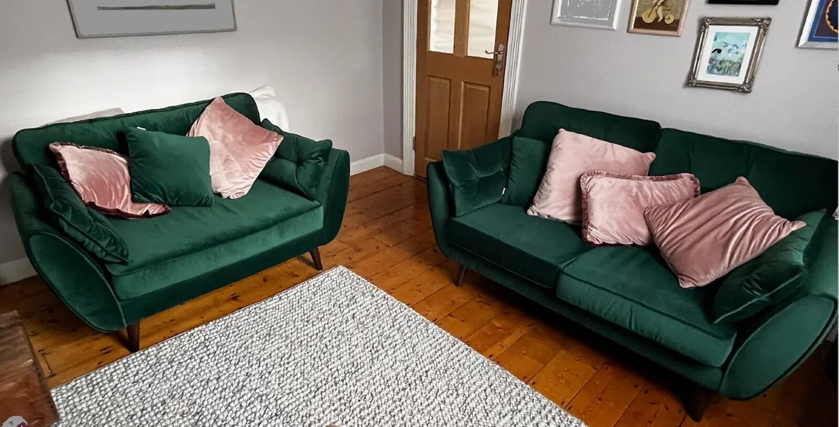 DFS French Connection Zinc 2-Seat Couch + Snuggler - Image 1