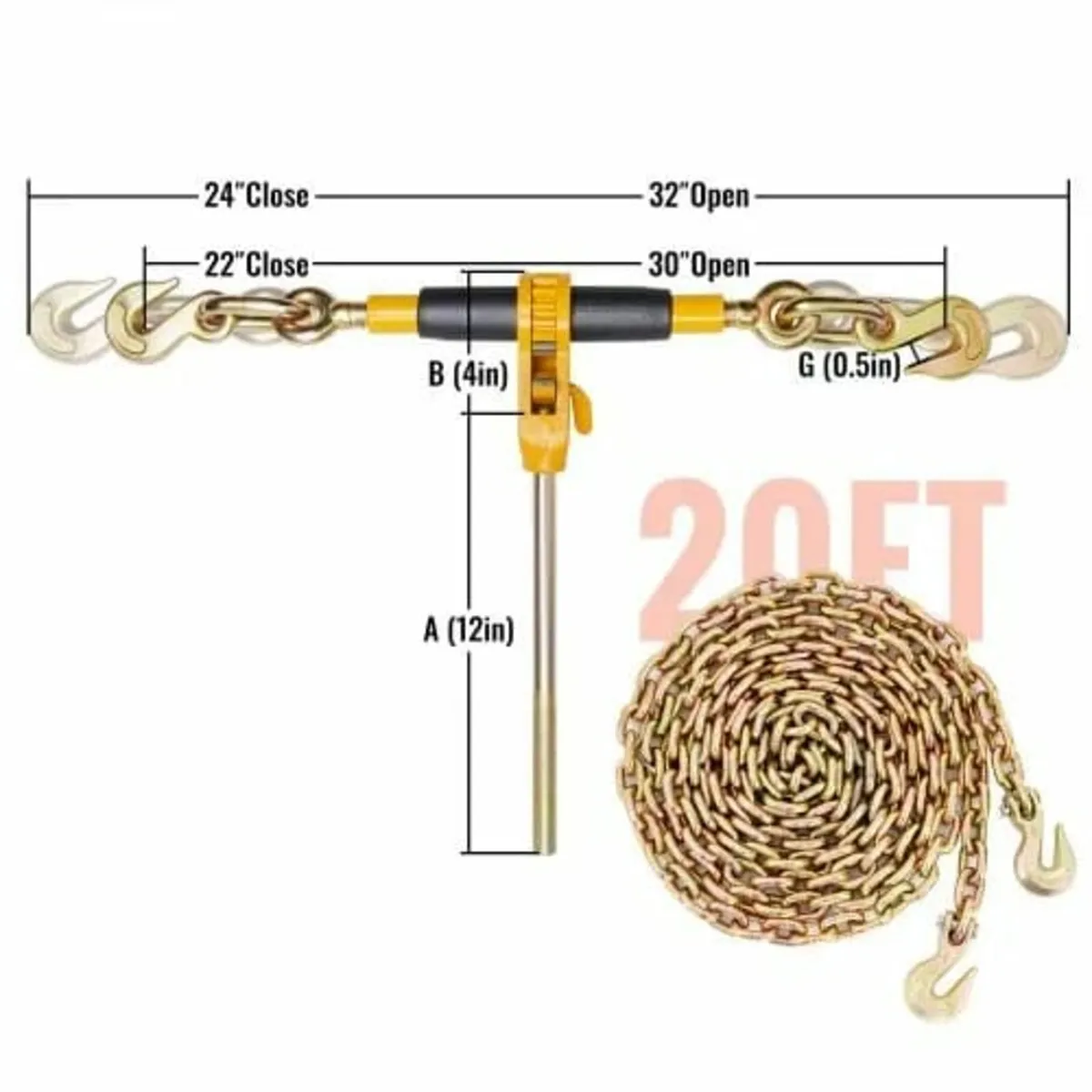 Ratchet Chain Binder 5/16"-3/8" Load Binders 7100 - Image 4