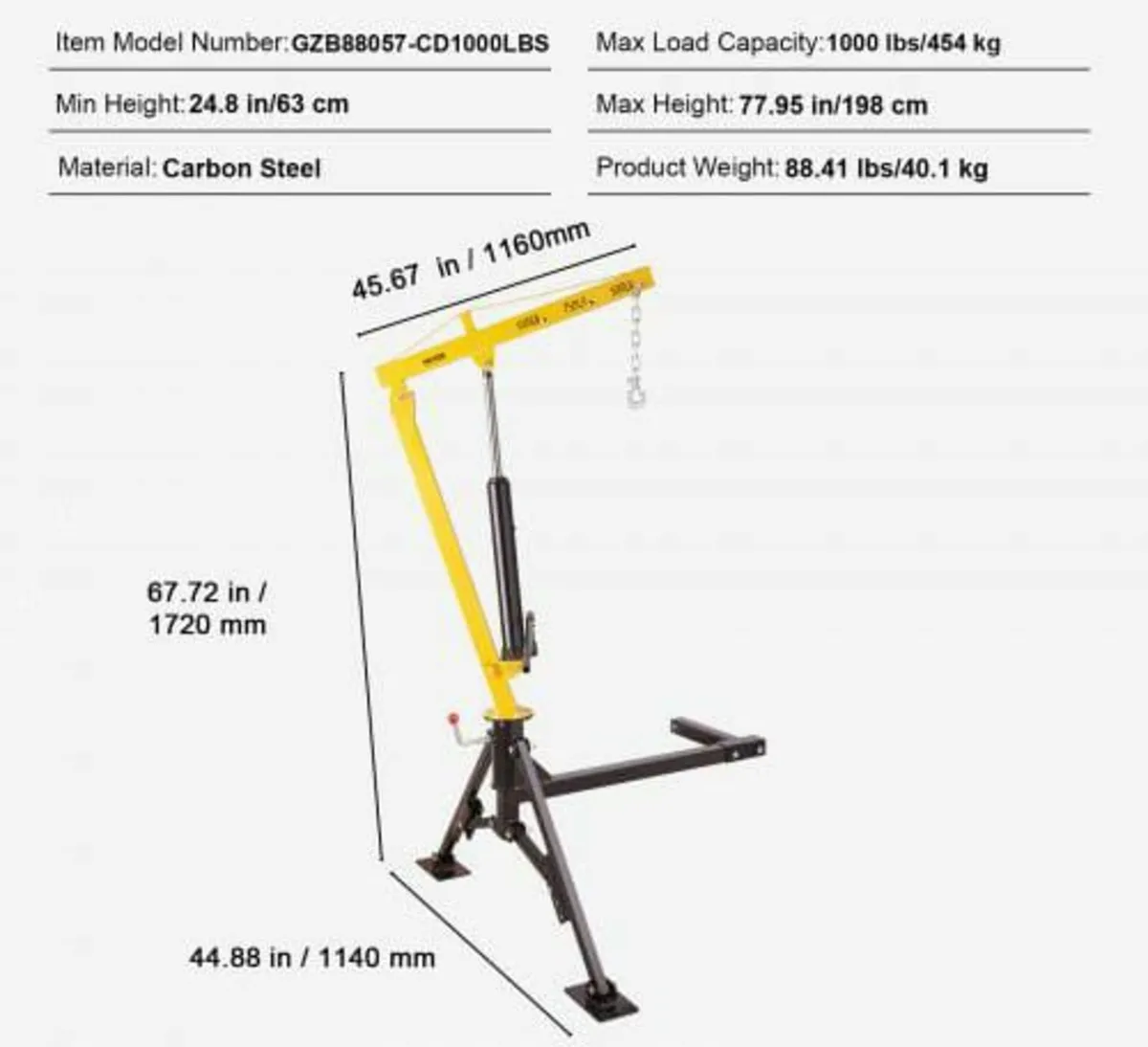 Hydraulic Pickup Truck Crane, 453.6 kg Capacity, 3 - Image 4