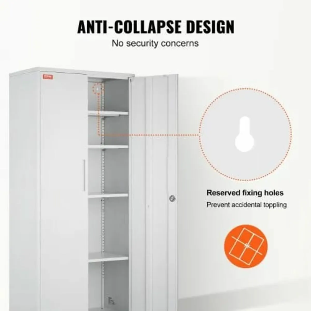 Storage Cabinet, Steel Locking Storage Cabinet wit - Image 2