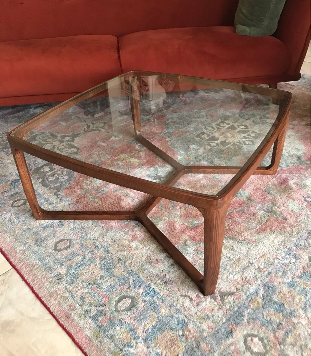 Brown Ash & Glass Top Coffee Table