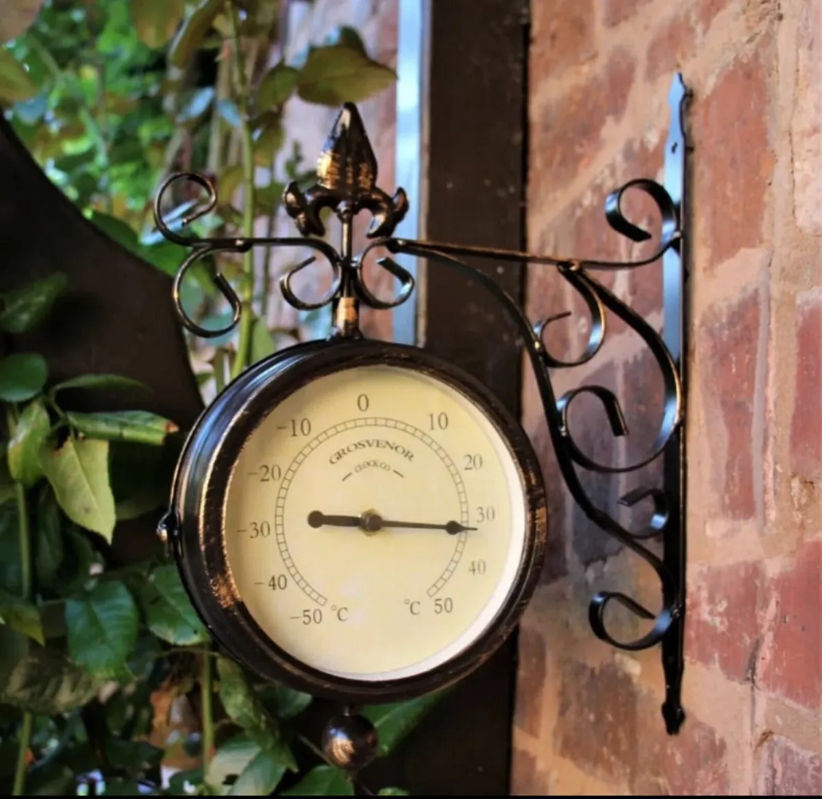 Garden Station Outdoor Wall Clock Thermometer NEW - Image 2