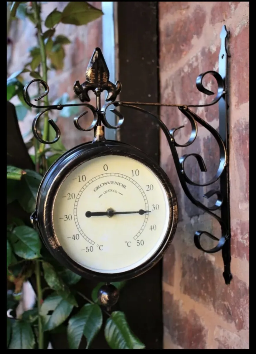 Garden Station Outdoor Wall Clock Thermometer NEW - Image 4