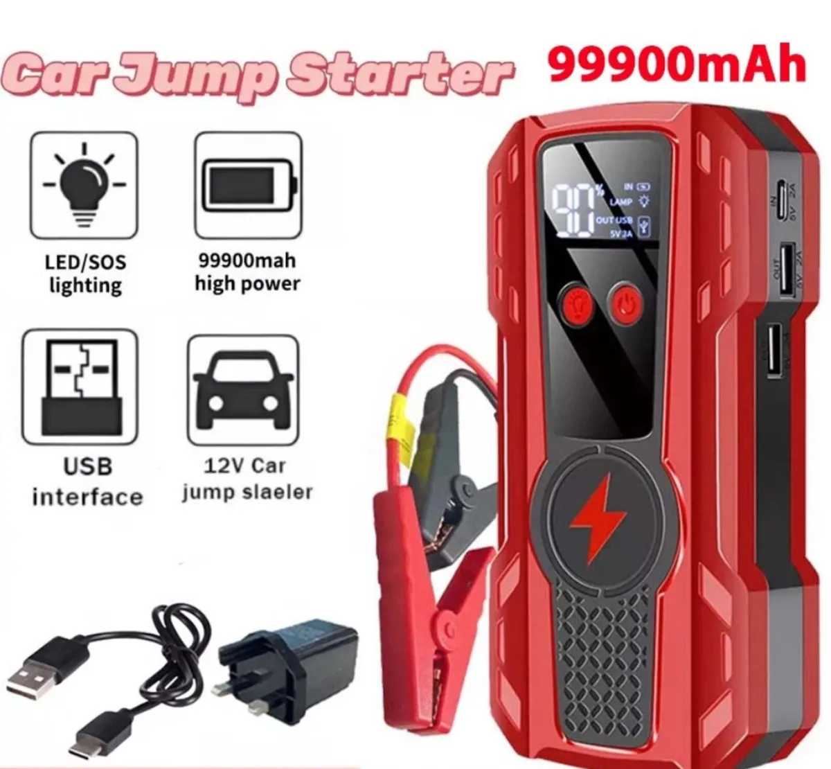NEW Portable Car Jump Starter Pack 12v - Image 2