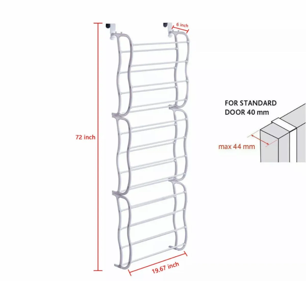 NEW Over Door Metal Hanging Shoe Rack - Image 3