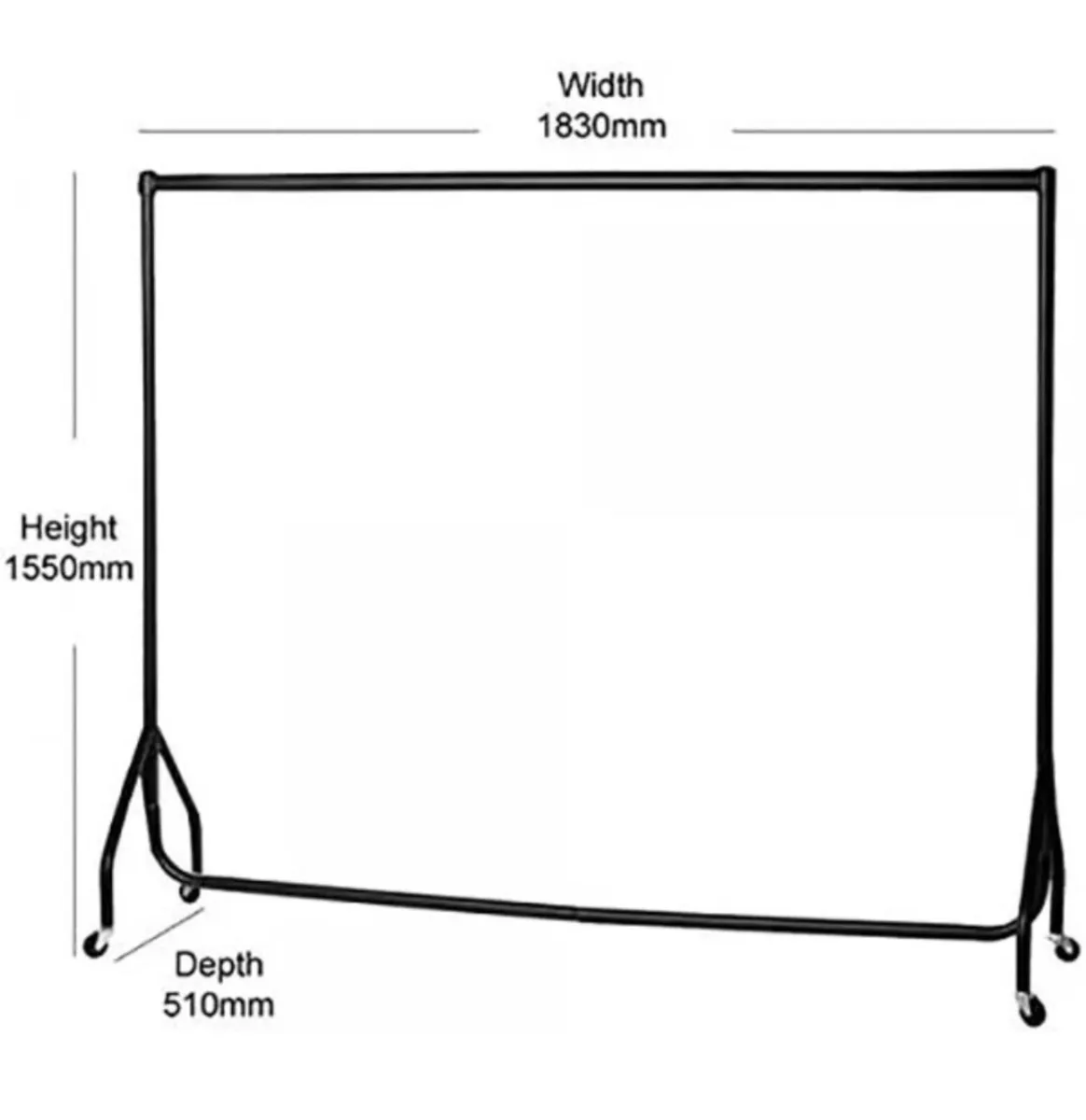 6ft Garment Clothes Rail Heavy Duty 95kg Capacity - Image 1