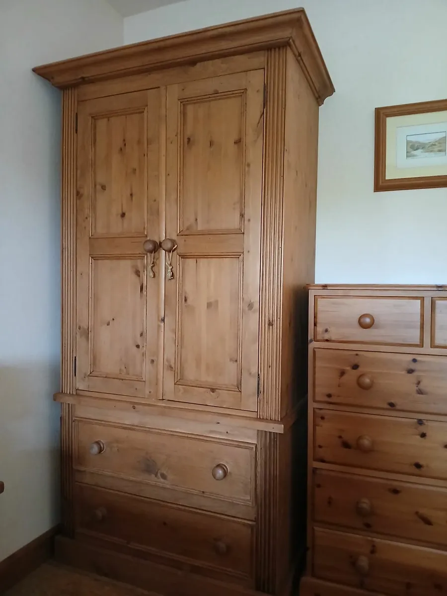 Antique Pine Wardrobe - Image 2
