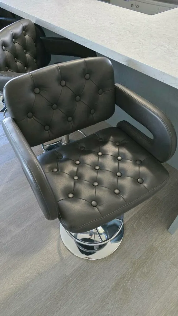 4 Grey Faux Leather Bar Stools - Image 2
