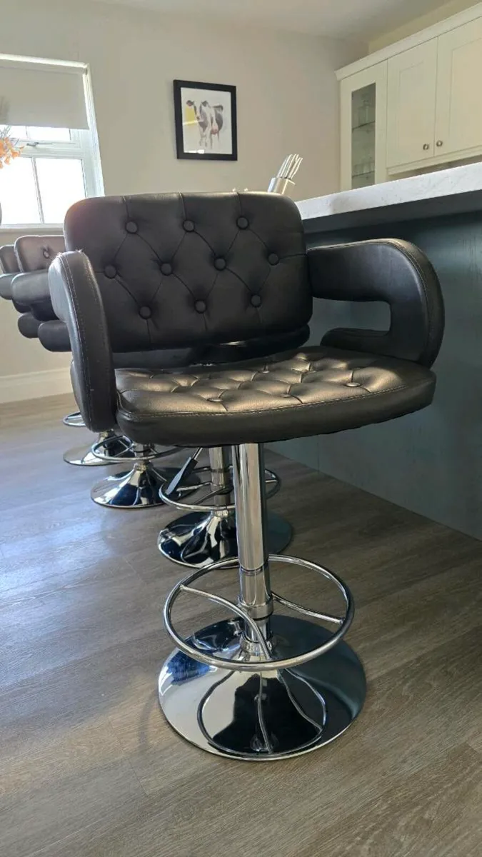 4 Grey Faux Leather Bar Stools - Image 3