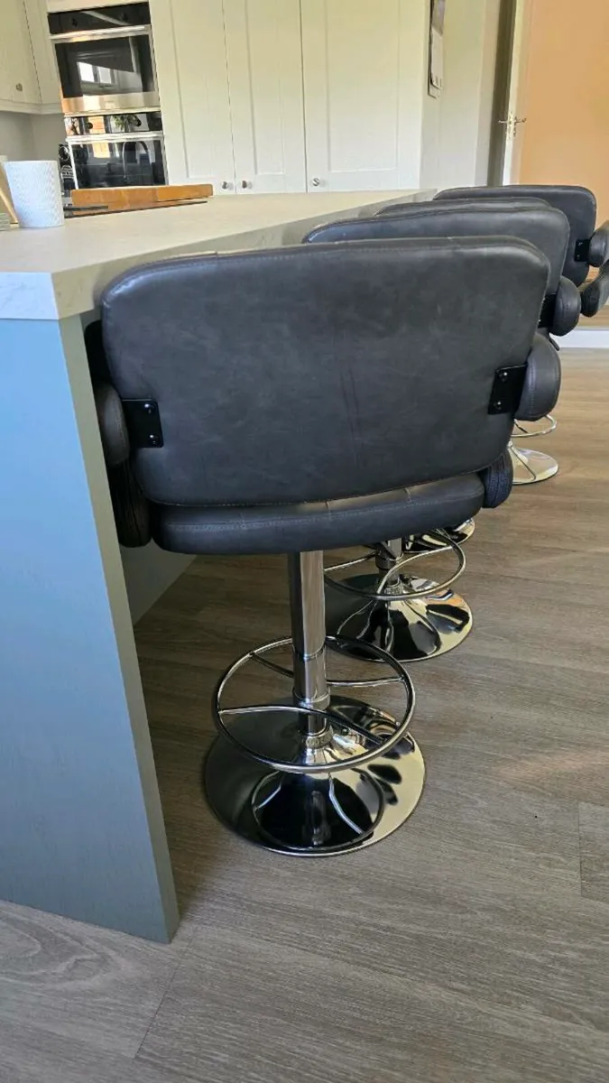 4 Grey Faux Leather Bar Stools - Image 4