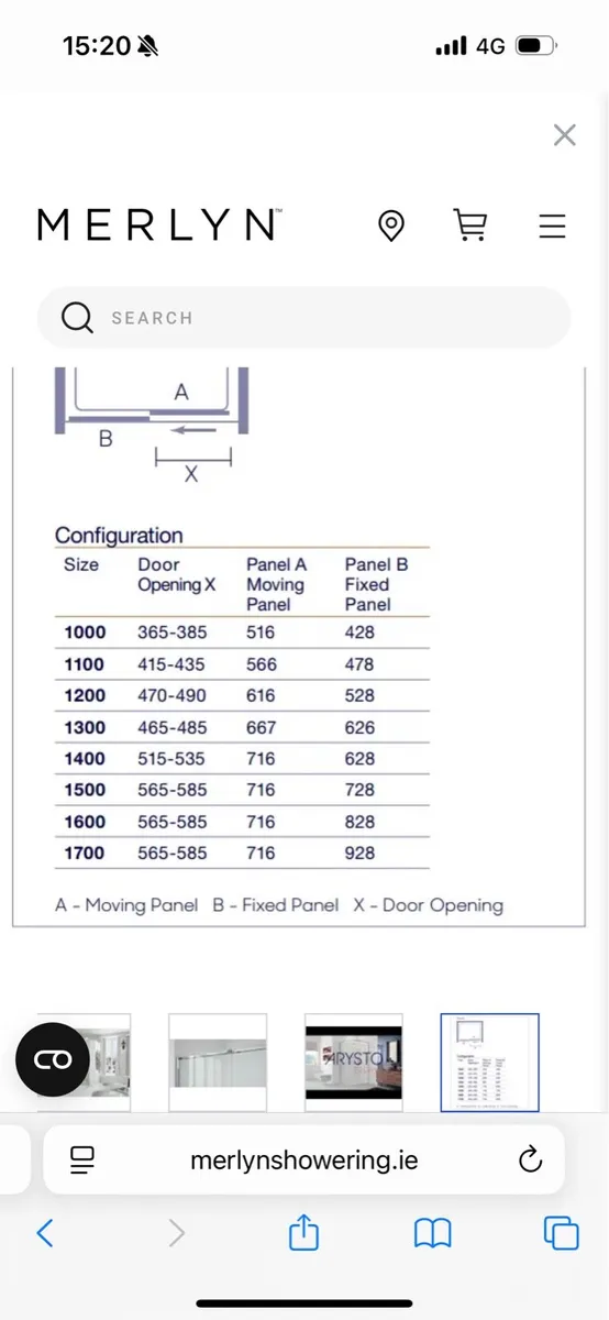 Merlyn Arysto 8 sliding shower door 1300 mm - Image 3