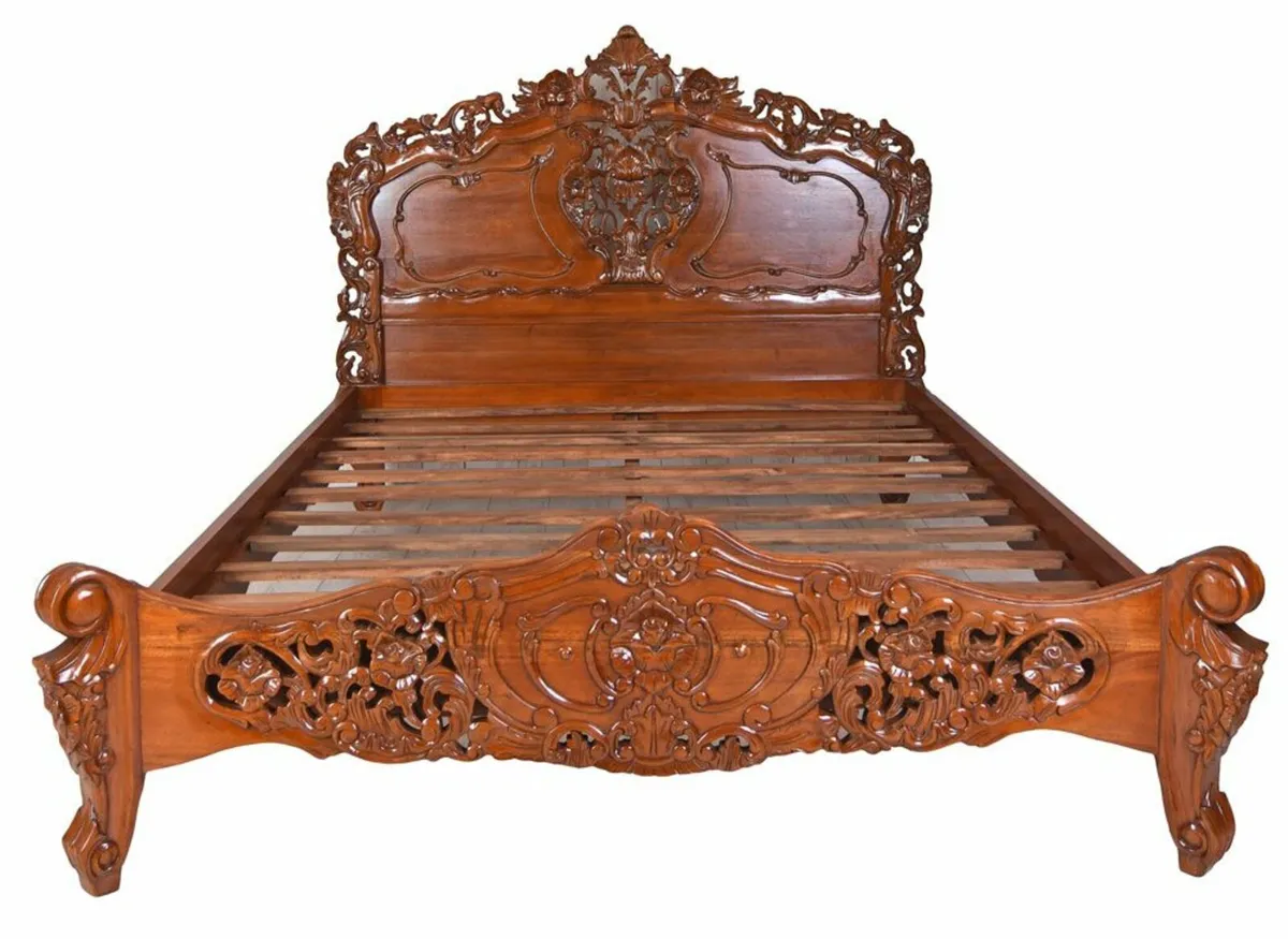 French Double Bed Solid mahogany with exquisite, h - Image 4