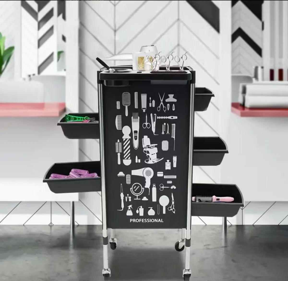 Professional Hairdressing Salon Trolley 5 Drawer R - Image 1