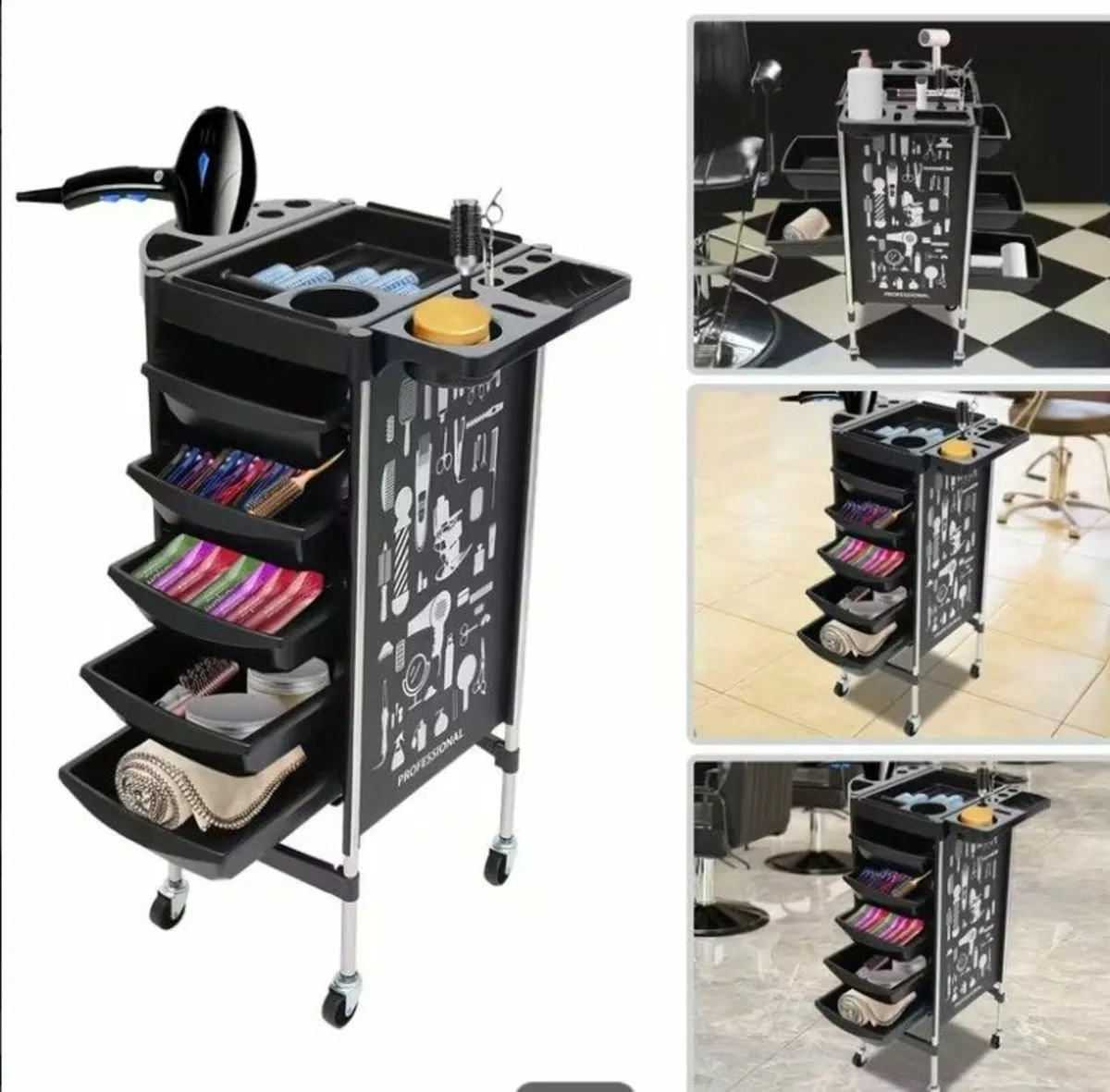 Professional Hairdressing Salon Trolley 5 Drawer R - Image 2