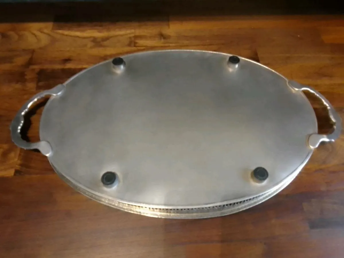 Silverplate Oval Chased Butler's Tray - Image 3