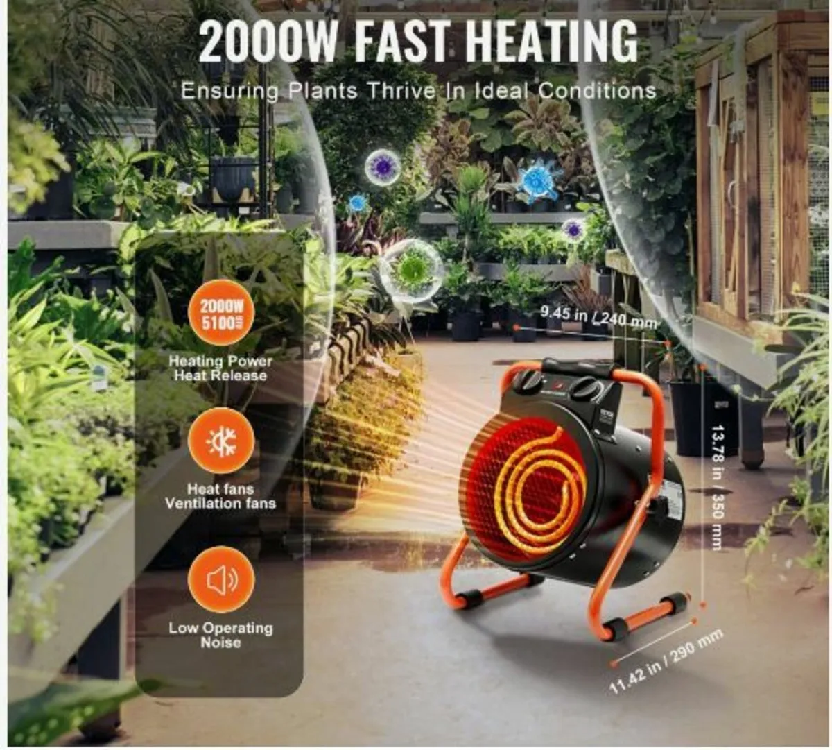 Greenhouse Heater, 2000W - Image 3