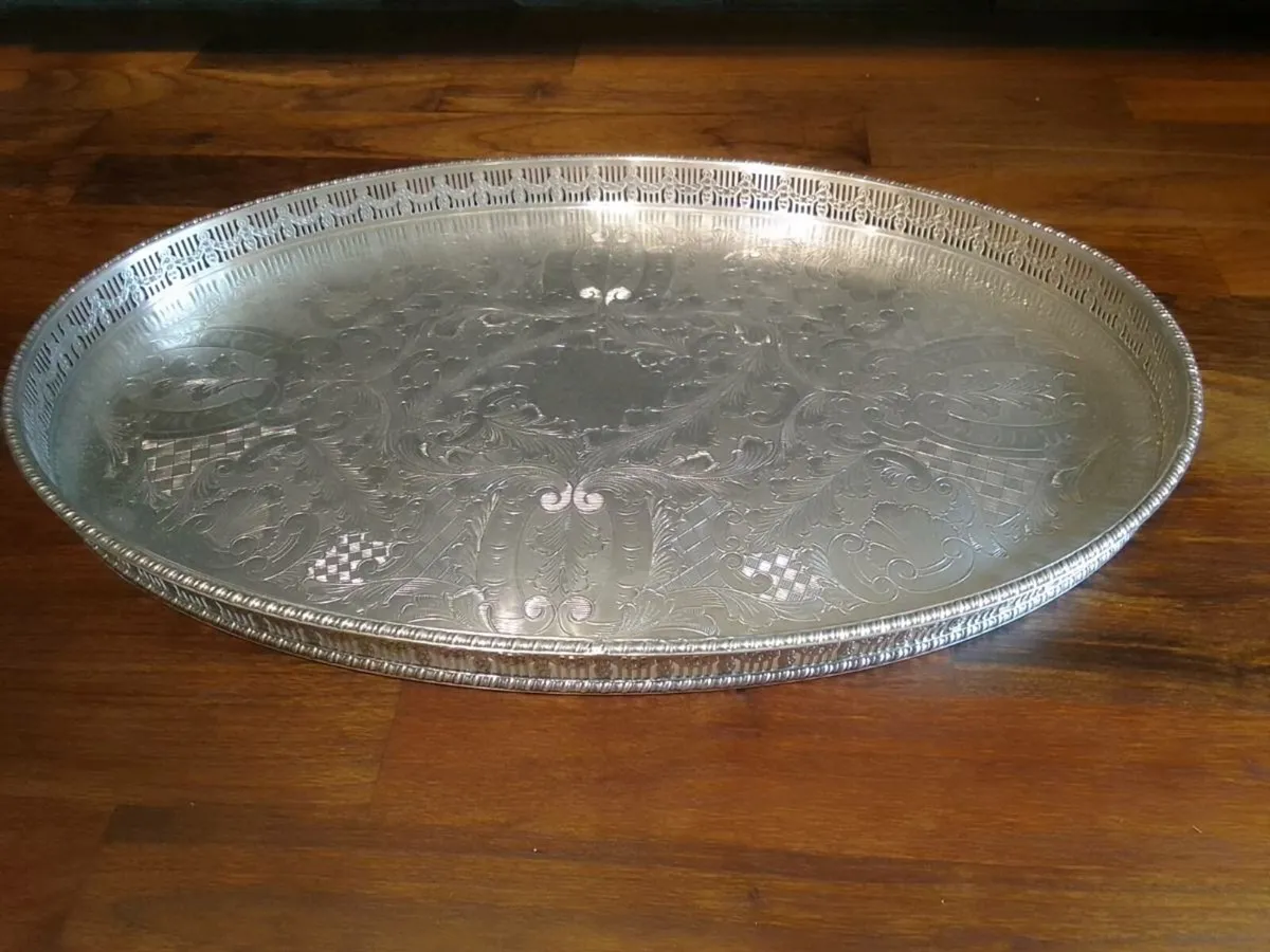 Viners of Sheffield Silver Oval Tray - Image 1