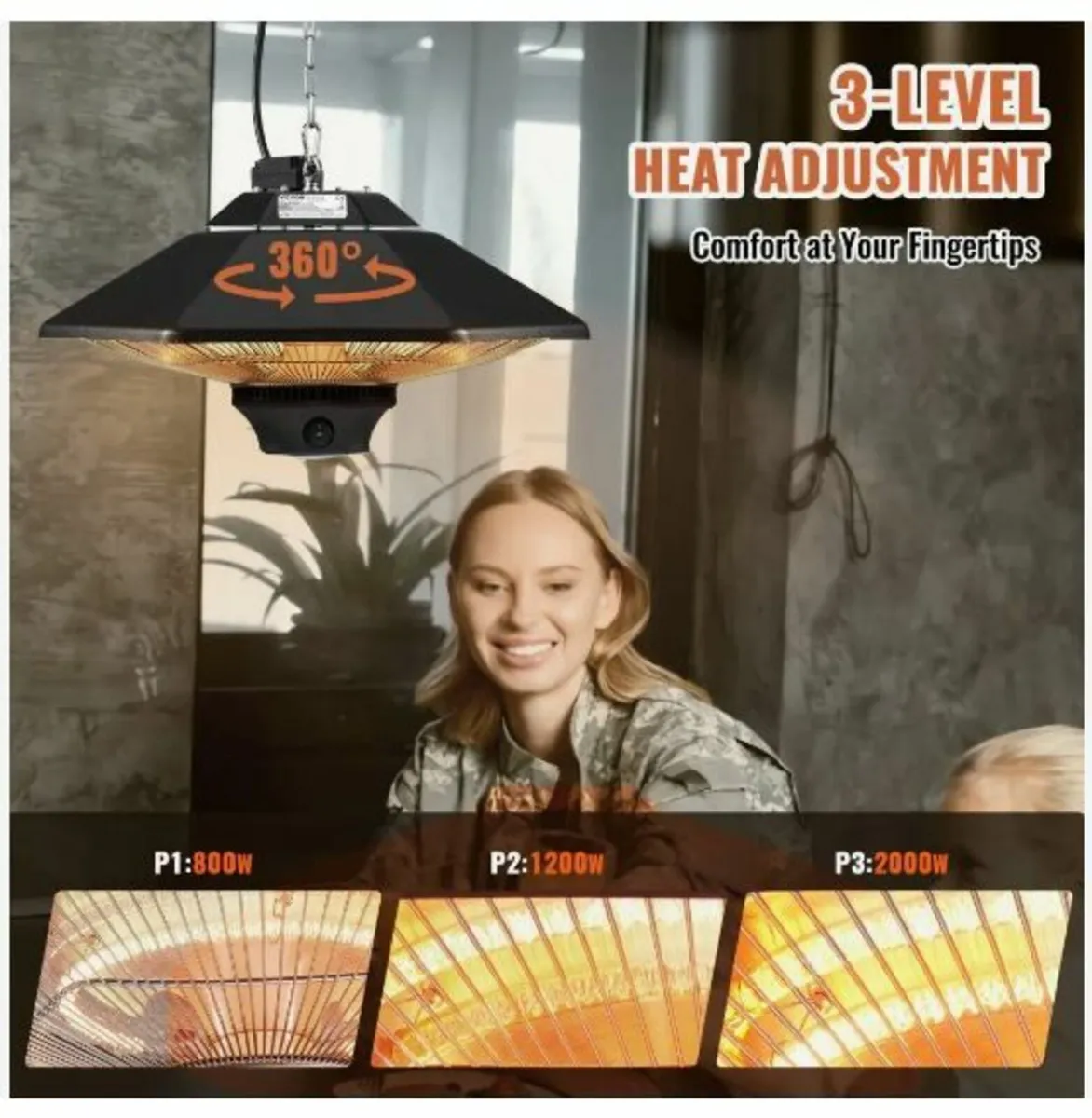 Hanging Patio Heater, 2000W - Image 2