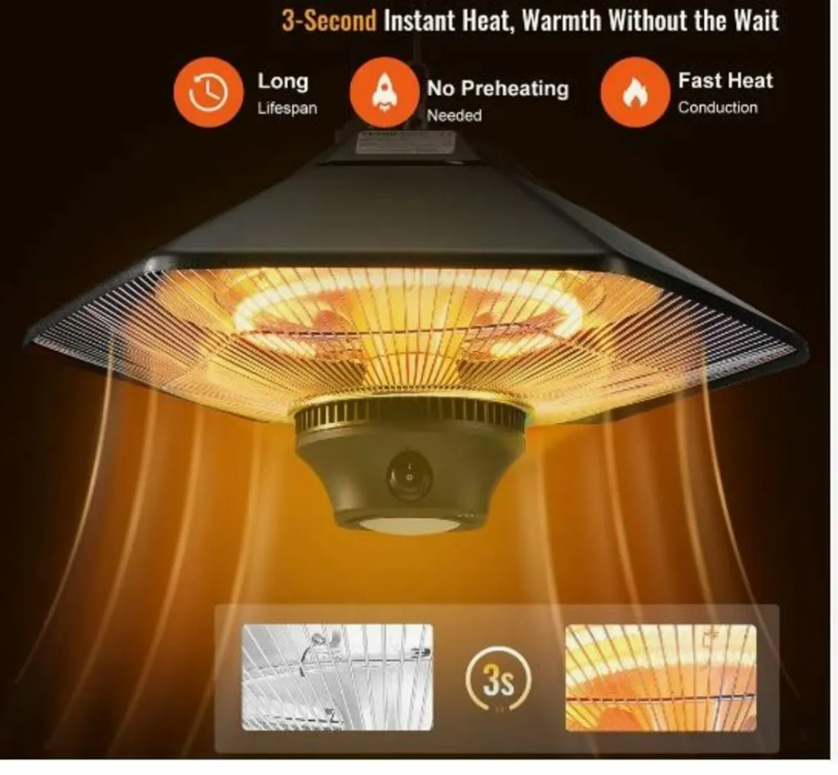 Hanging Patio Heater, 2000W - Image 3