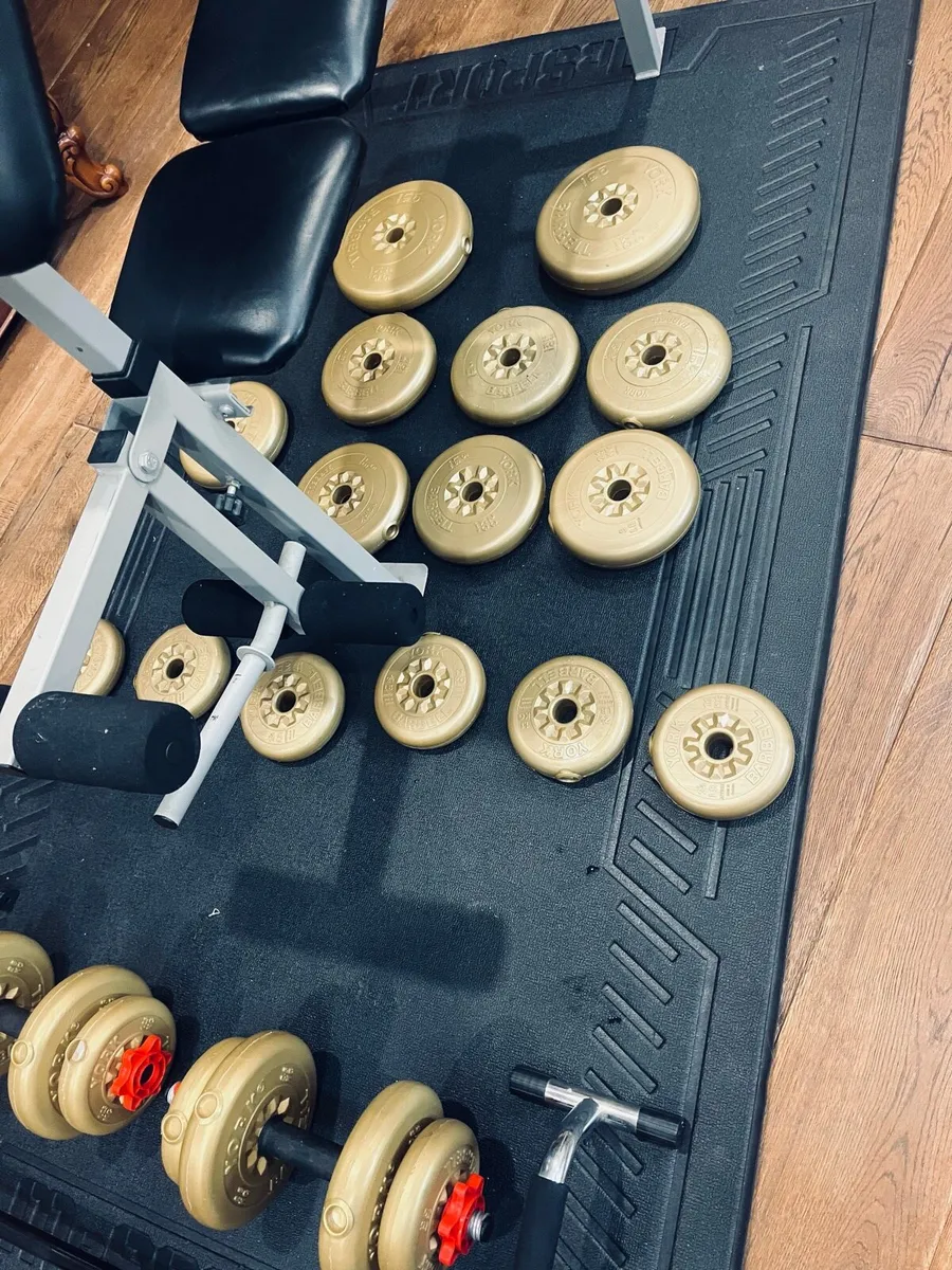 Bench barbell dumbbells and weights - Image 4