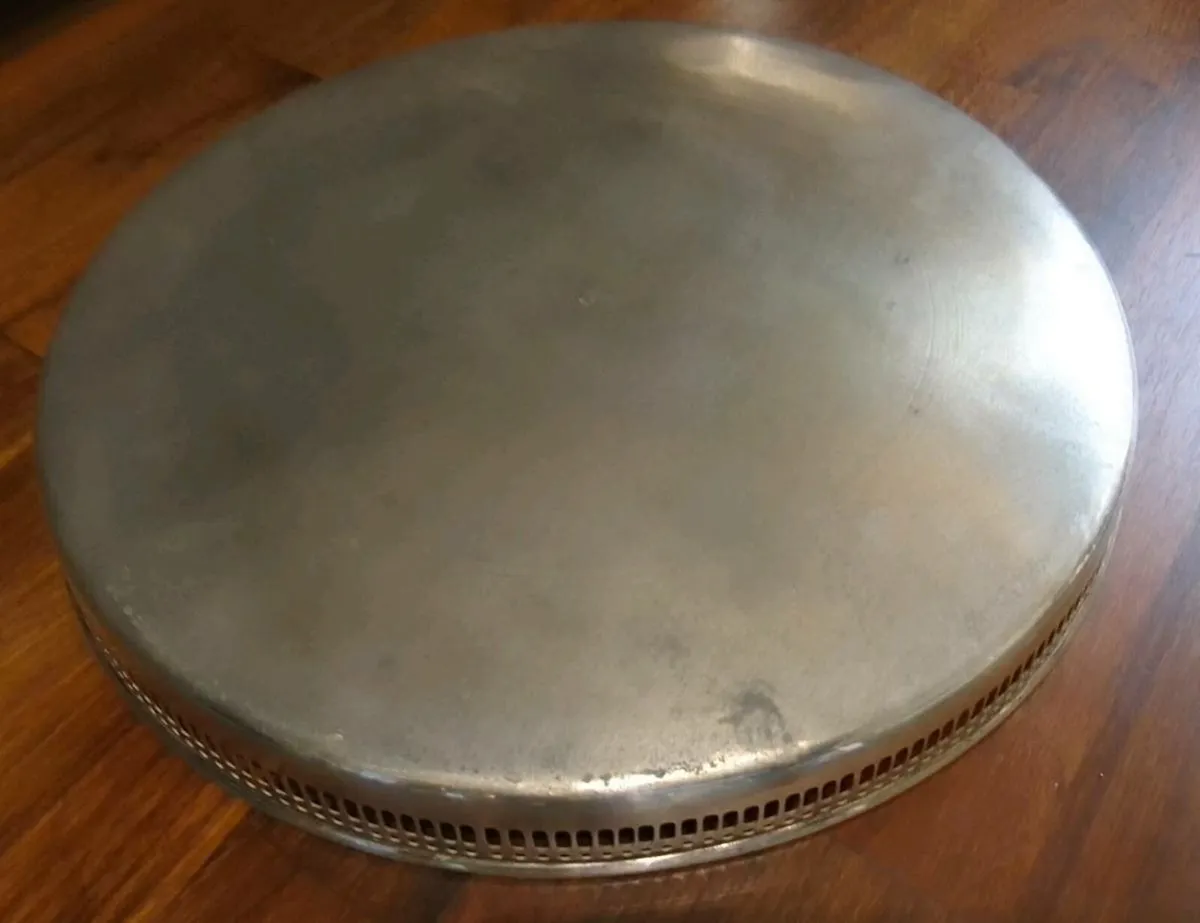 Round Silver Plate Tray - Image 2