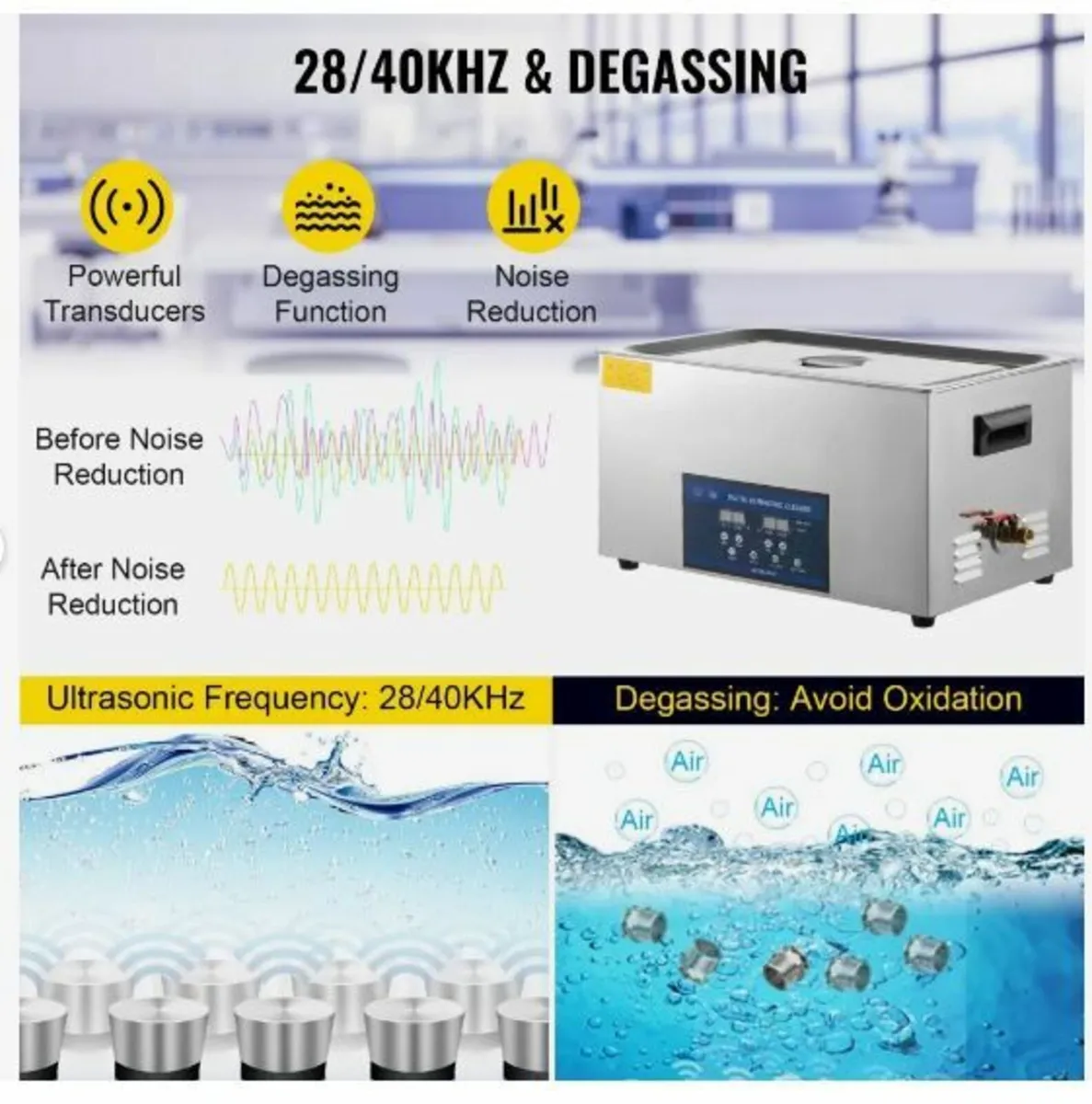 Dual Frequency 22L Ultrasonic Cleaner - Image 2