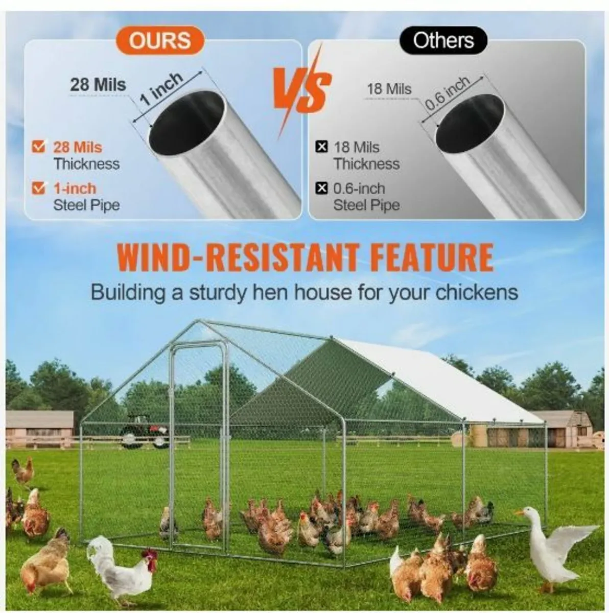 Large Metal Chicken Coop, 9.8x12.9x6.5 ft - Image 3
