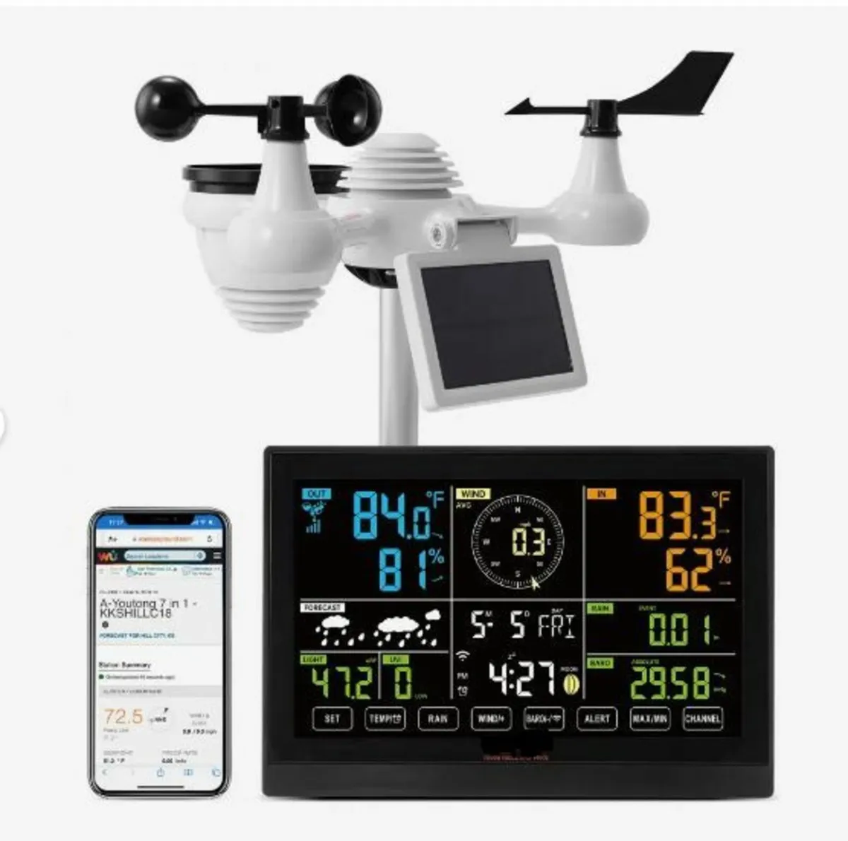 7-in-1 Wi-Fi Weather Station, 19.1 cm - Image 1