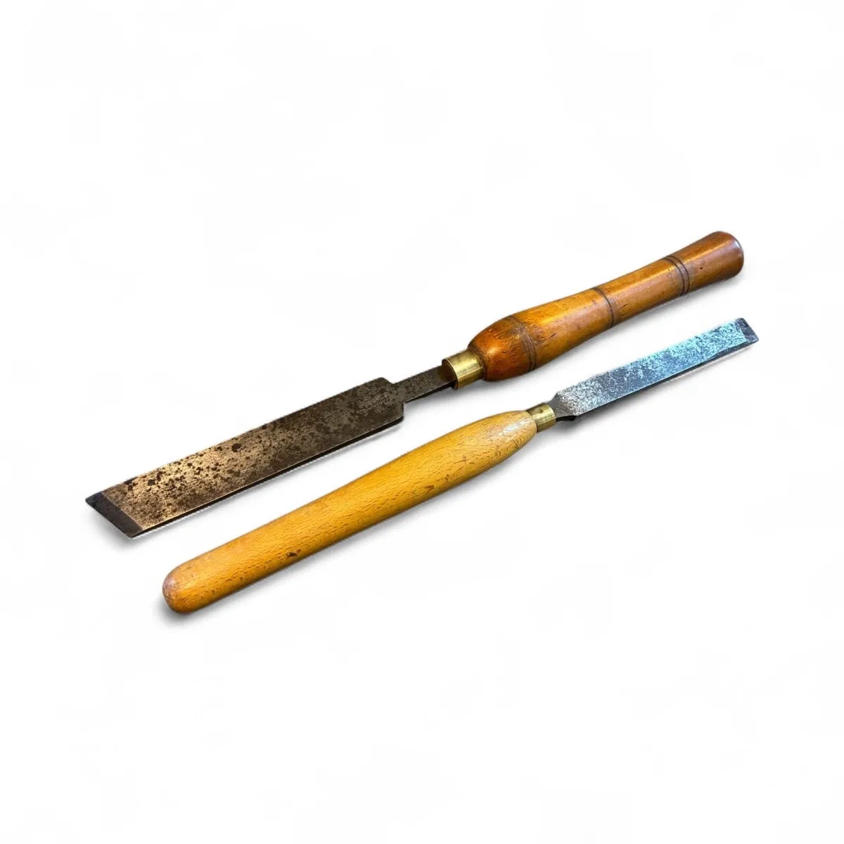 A pair of wide LONG HANDLE turning chisels - Image 1