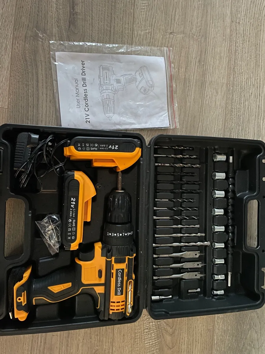 Cordless Drill Driver 21V, Hammer Drill with 2 Bat