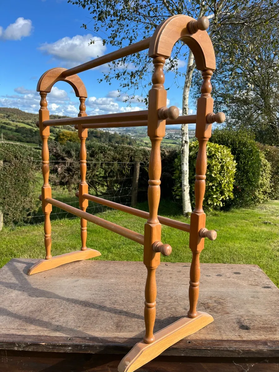 Vintage Wooden Towel Rail - Image 1
