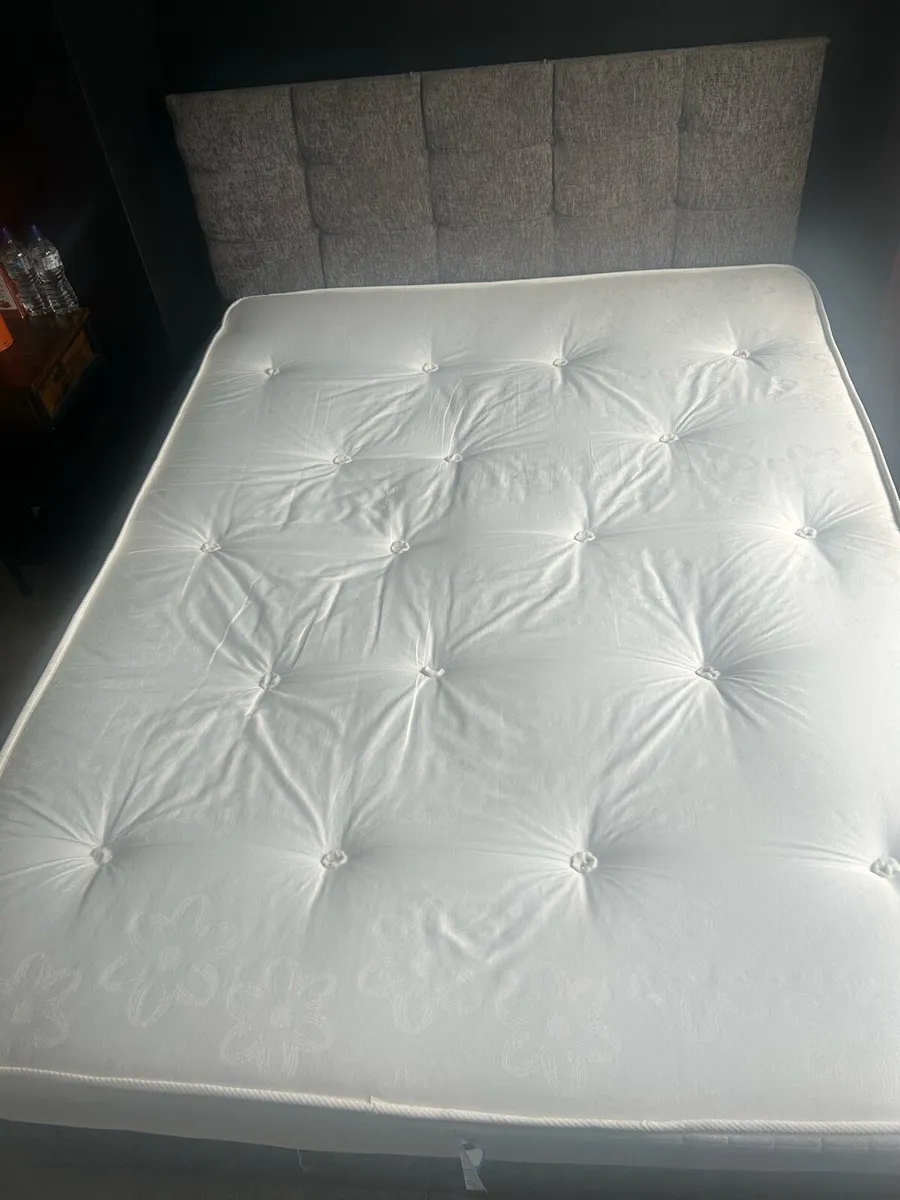 King size mattress and bed and headboard - Image 2