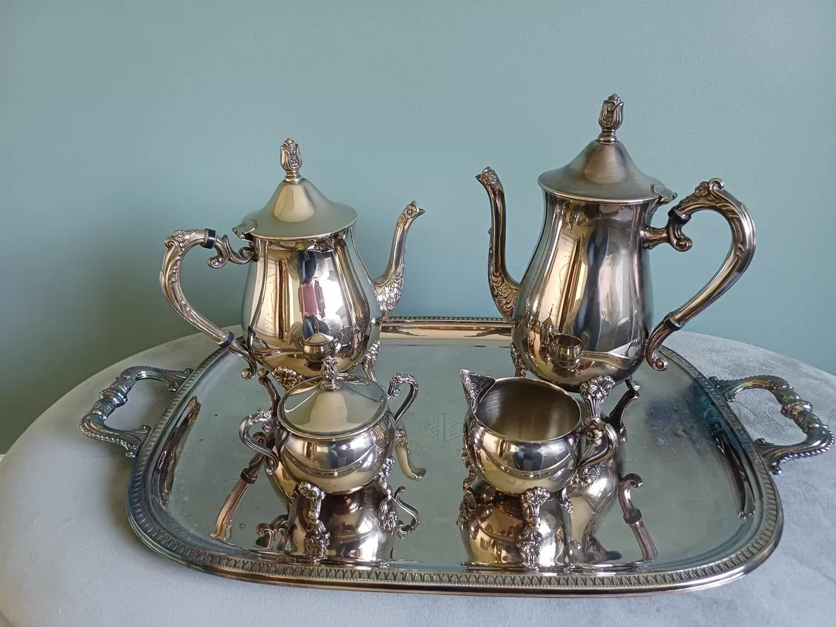 Irish Dresden/Silver plated tea service/Decant - Image 4