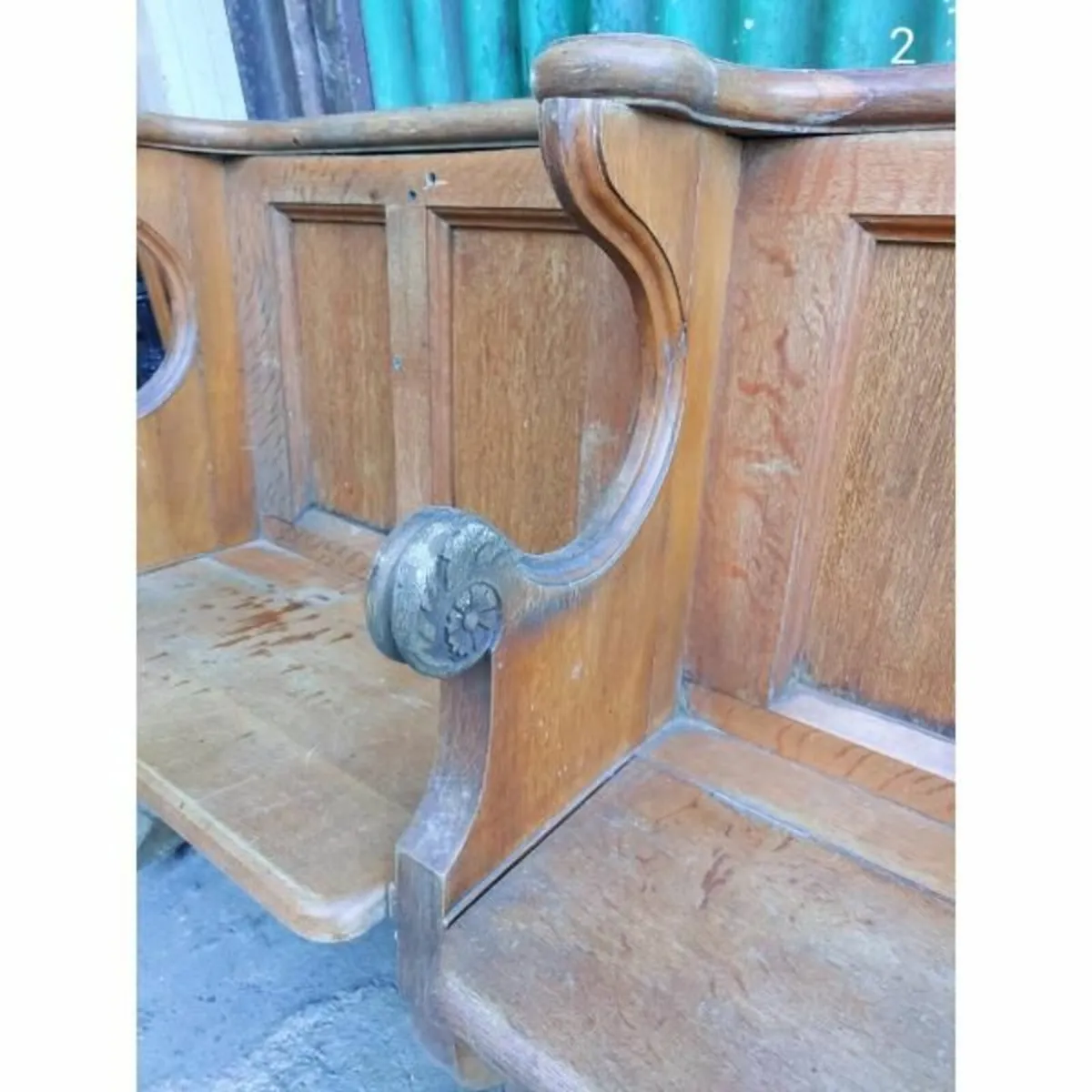Four Seater Oak Pew – Folding Seats – 2 – KAS358 - Image 4