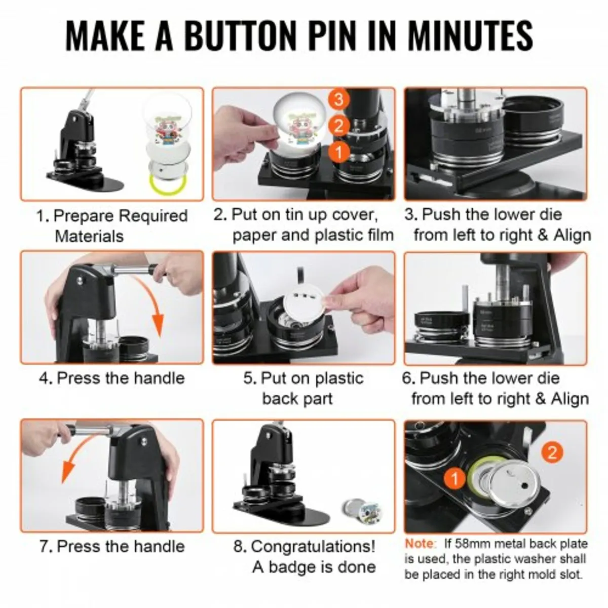 Button Maker Machine, Multiple Sizes 1+2.25 Inch B - Image 2
