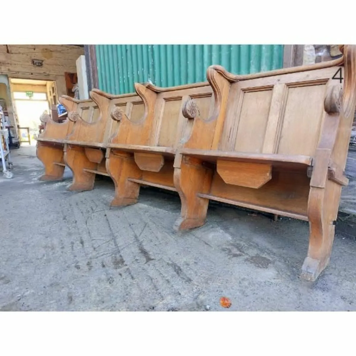 Four Seater Oak Pew – Folding Seats – 4 – KAS449 - Image 1